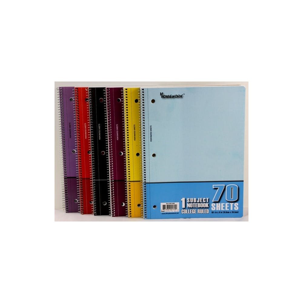 1 Subject Spiral Notebooks - College Ruled 70 Sheets 8 Colors 2