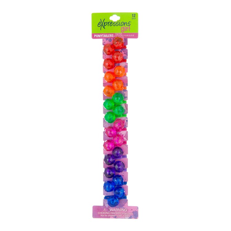 Twin Bead Ponytail Holders - 12 Pack Assorted 3
