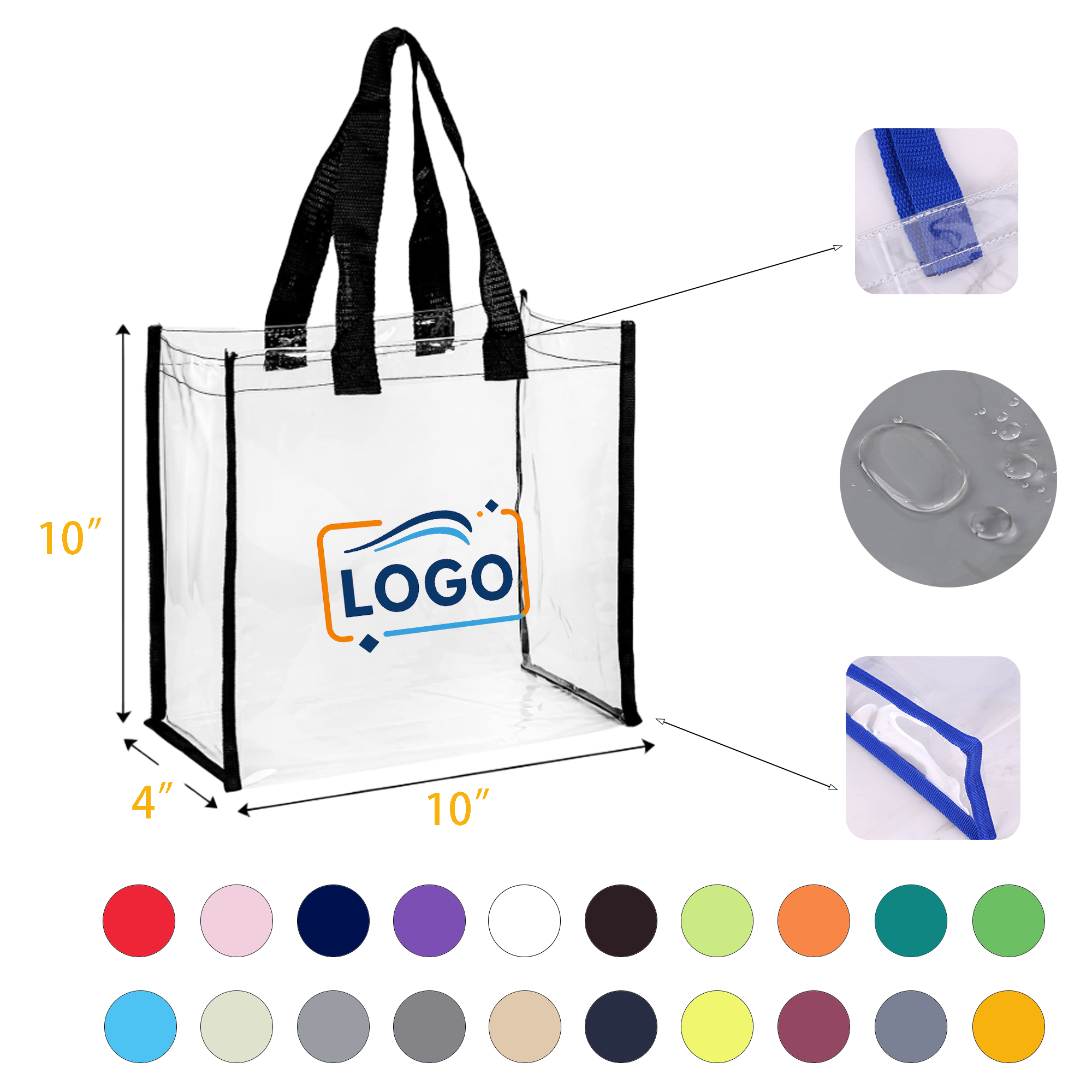 Thick PVC Gift Bag with Colored Straps and Logo Option 3