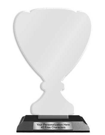 Blank Acrylic Trophy: 8" Cup with 3x5" Wood. Ships