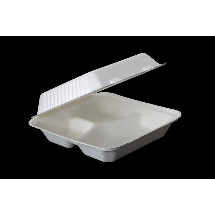 Disposable Clamshell Food Boxes - 3 Compartments 9" x 9"
