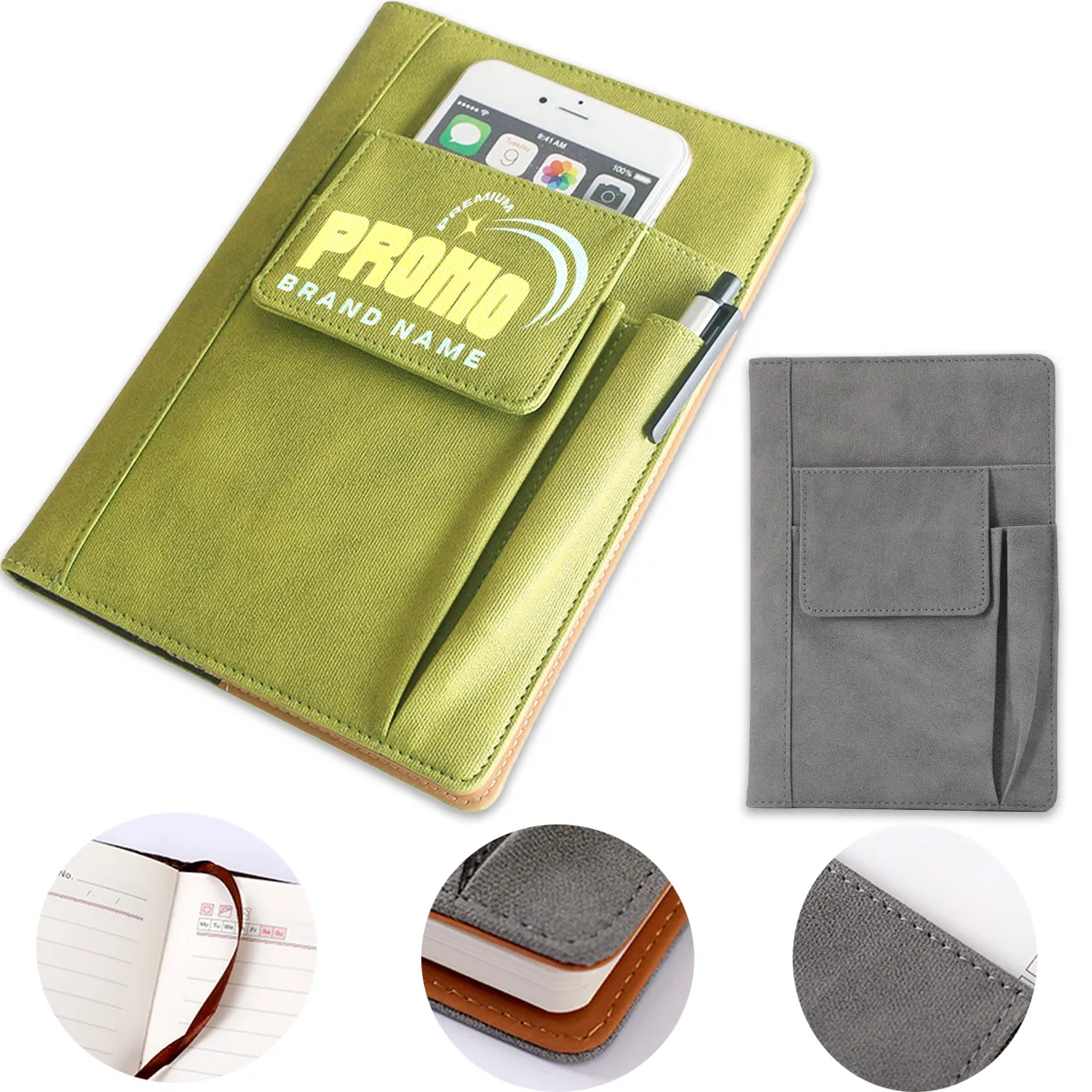 200 Pages Thick Paper Notebooks With Front Pen Pockets 2