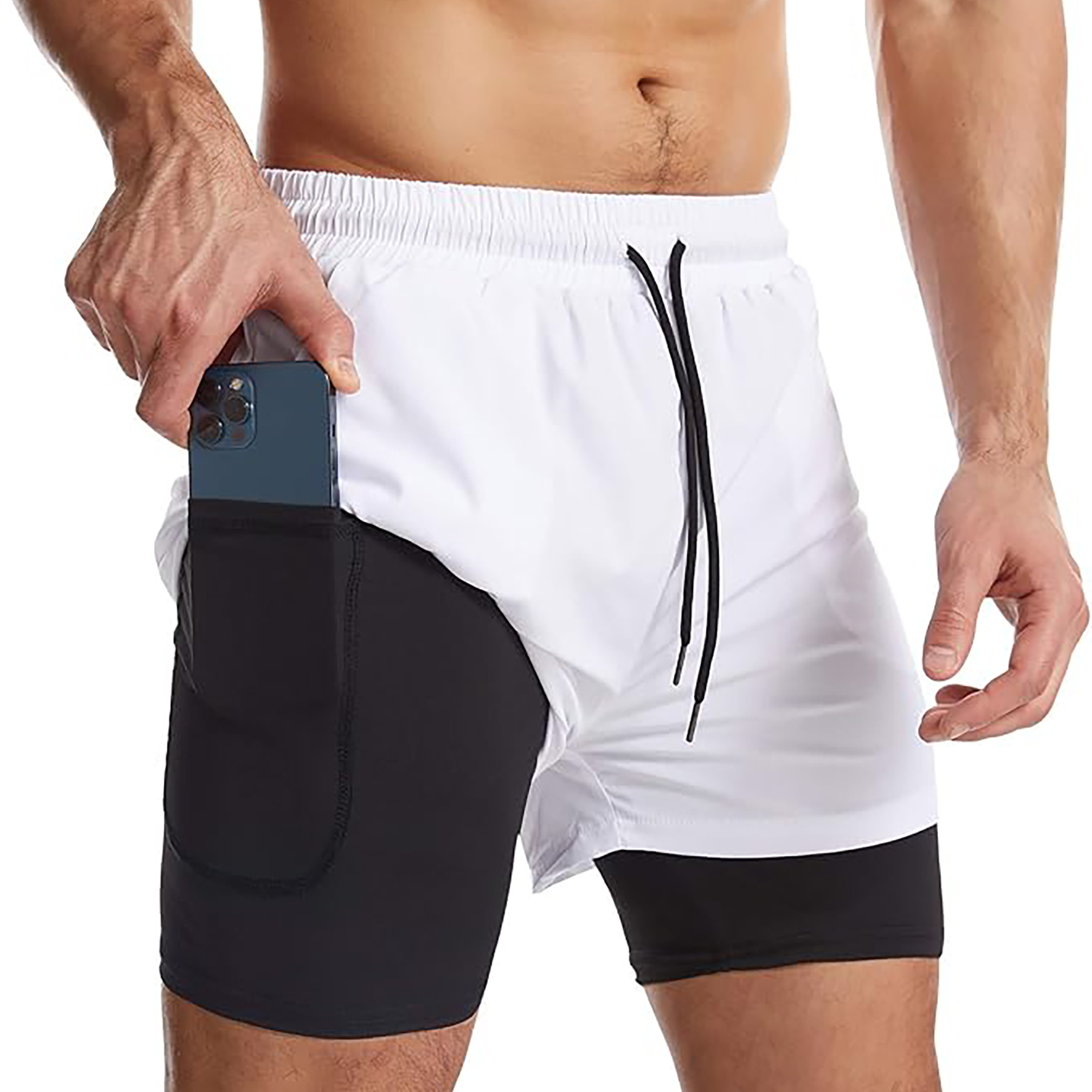 Men's 2 I n 1 Quick Drying Sports Shorts with Lining 52