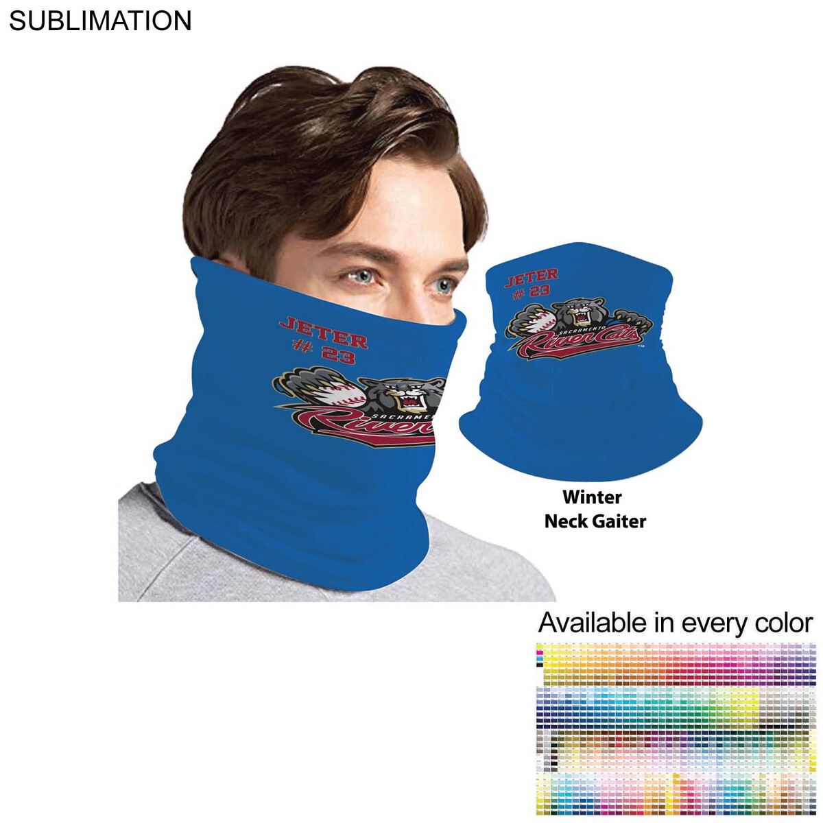 Team Neck Gaiter, Sublimated Tubular 2ply Neck Gaiter, Moisture