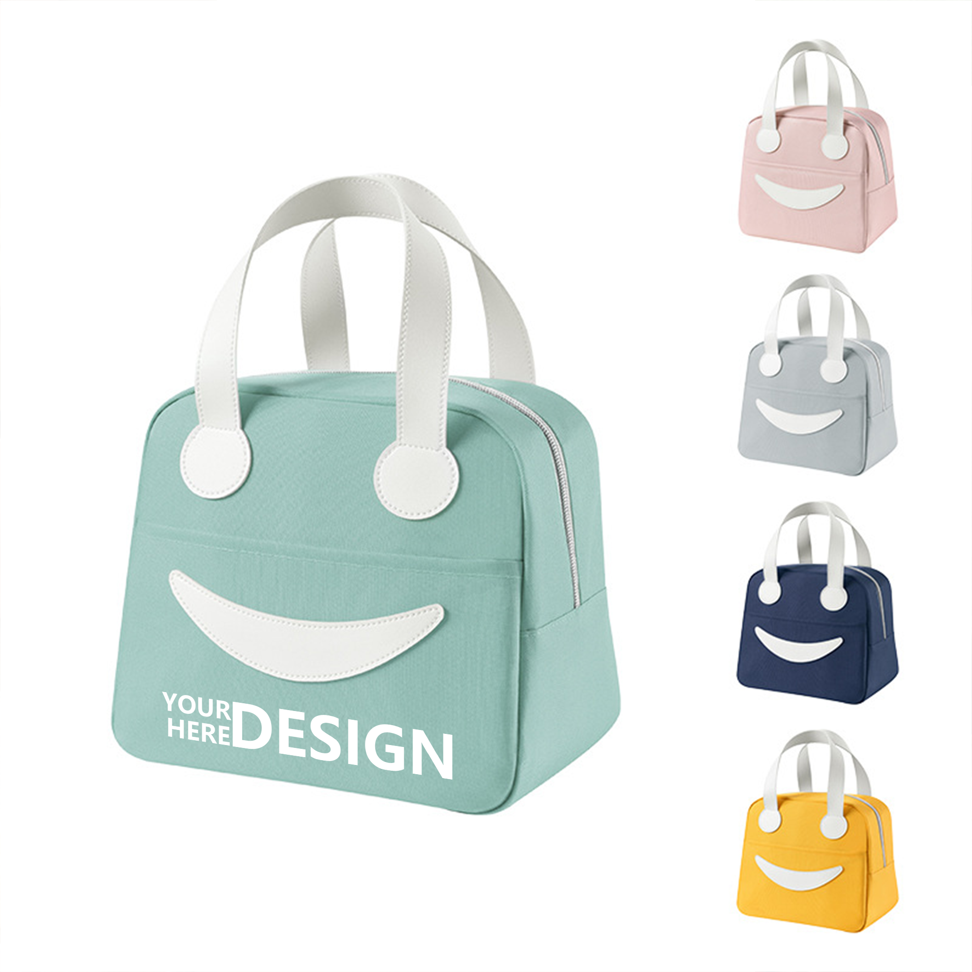 Smiley Face Oxford Cloth Insulated Tote Bag, custom tote bag with logo imprint 3