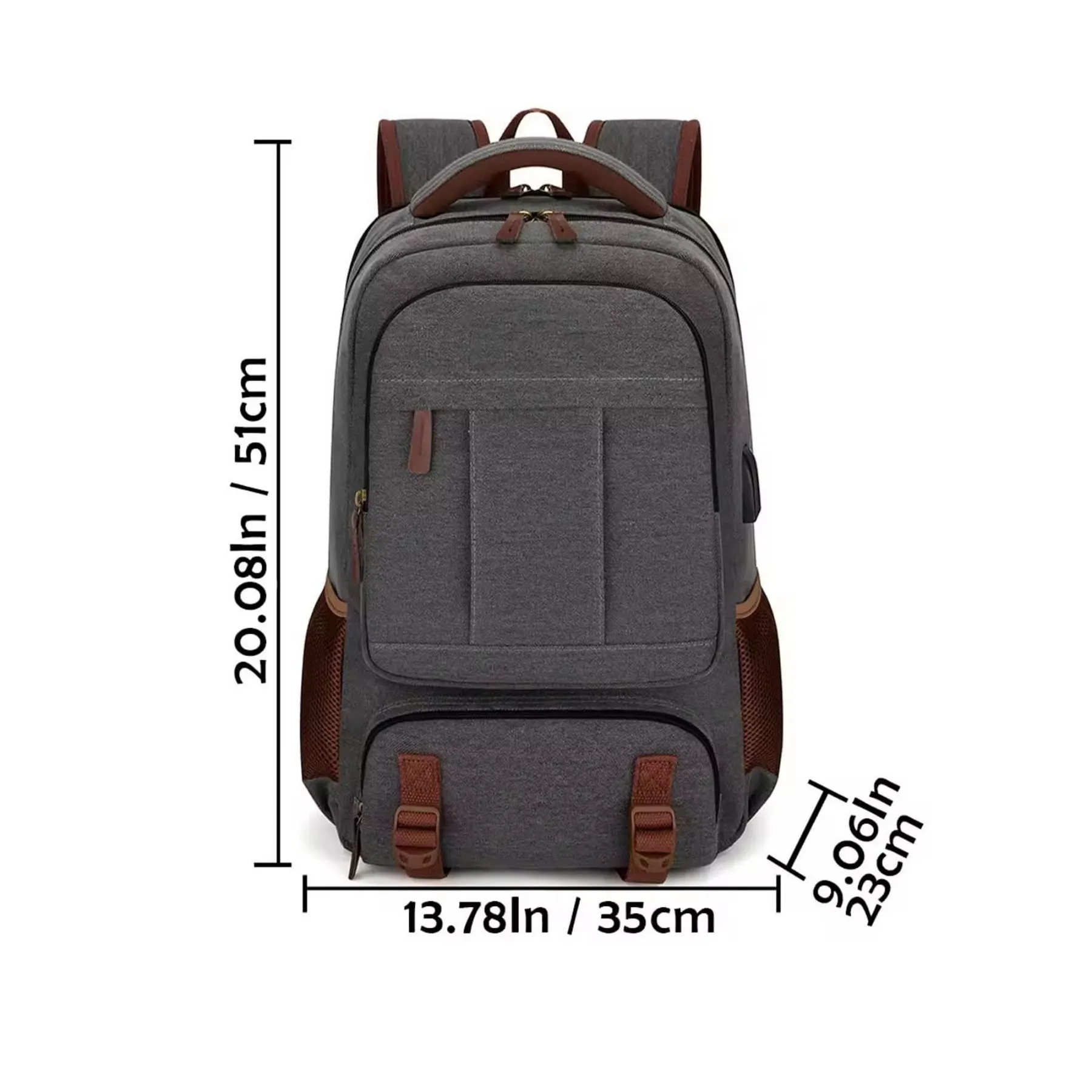 USB Charging Canvas Laptop Backpack 25