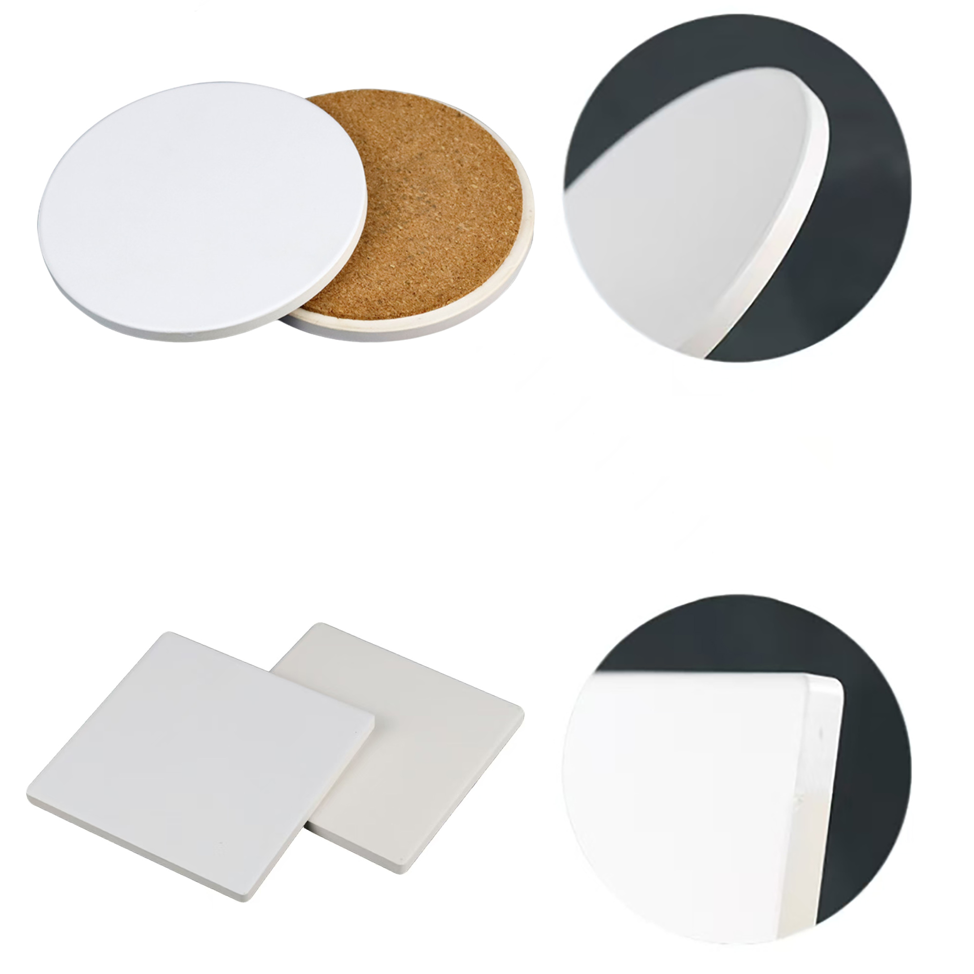 Round Ceramic Coaster with Cork Base 8