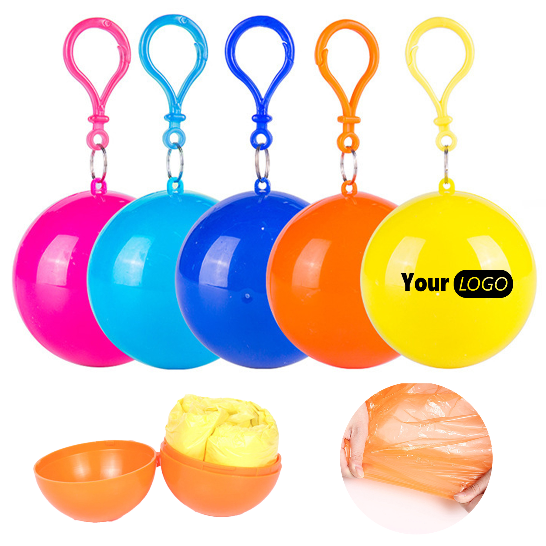 Polyethylene Keychain Ball Poncho Disposable Raincoat 5