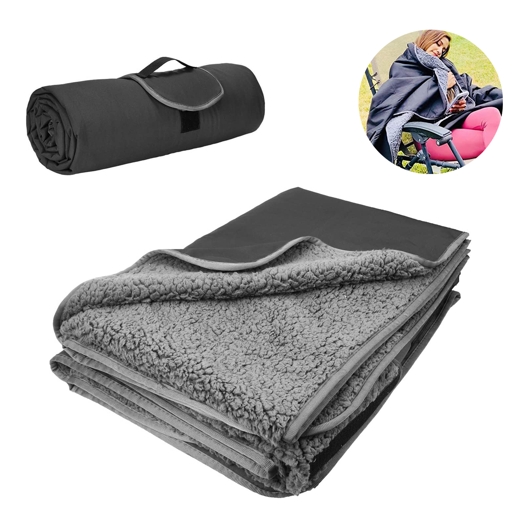 Portable Foldable Outdoor Camping Fleece Blanket