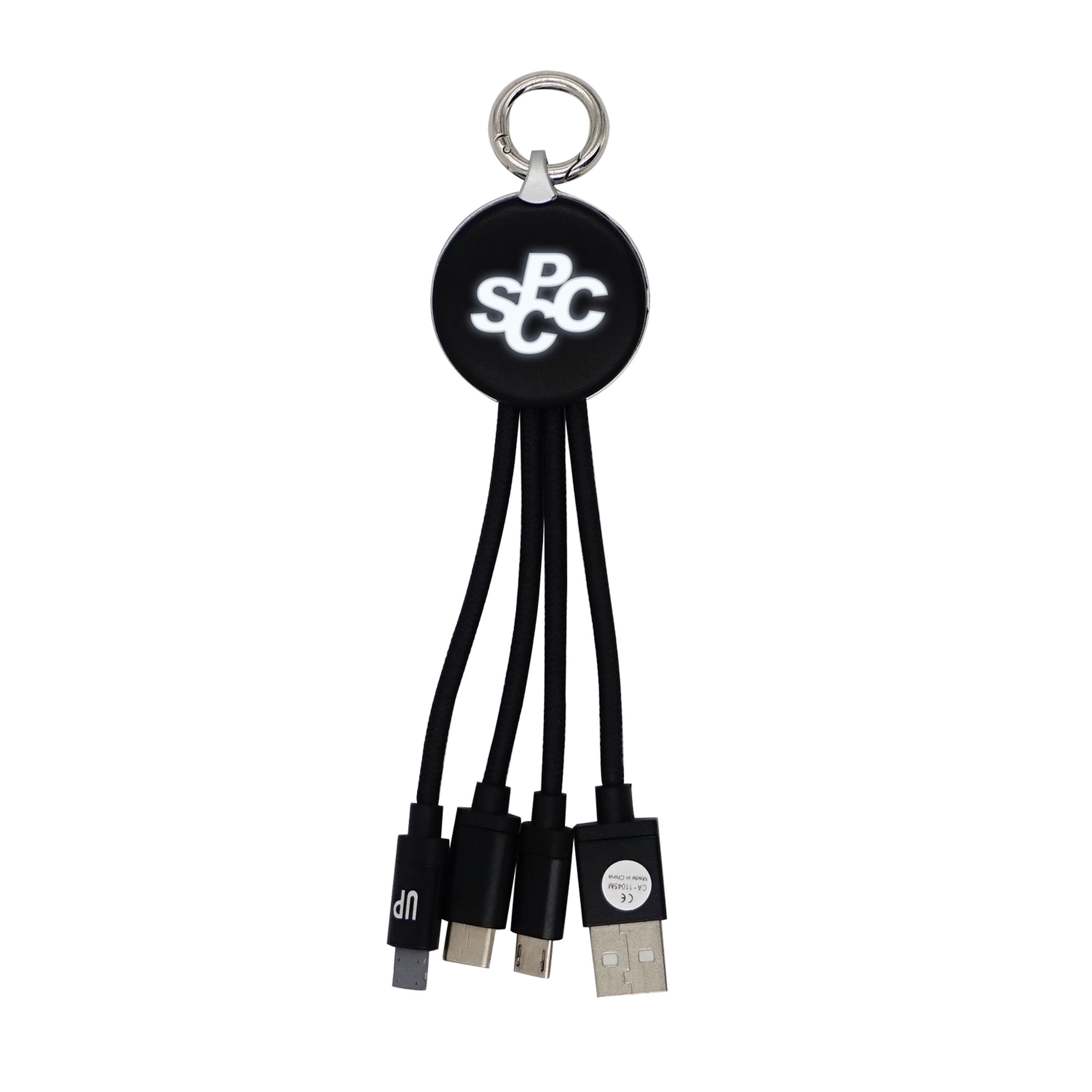 Metallic Logo Light Up Cable with Type C USB 2