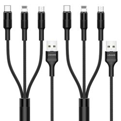 3-in-1 Cell Phone Charging Cable w/Type C Adapter & Keyring