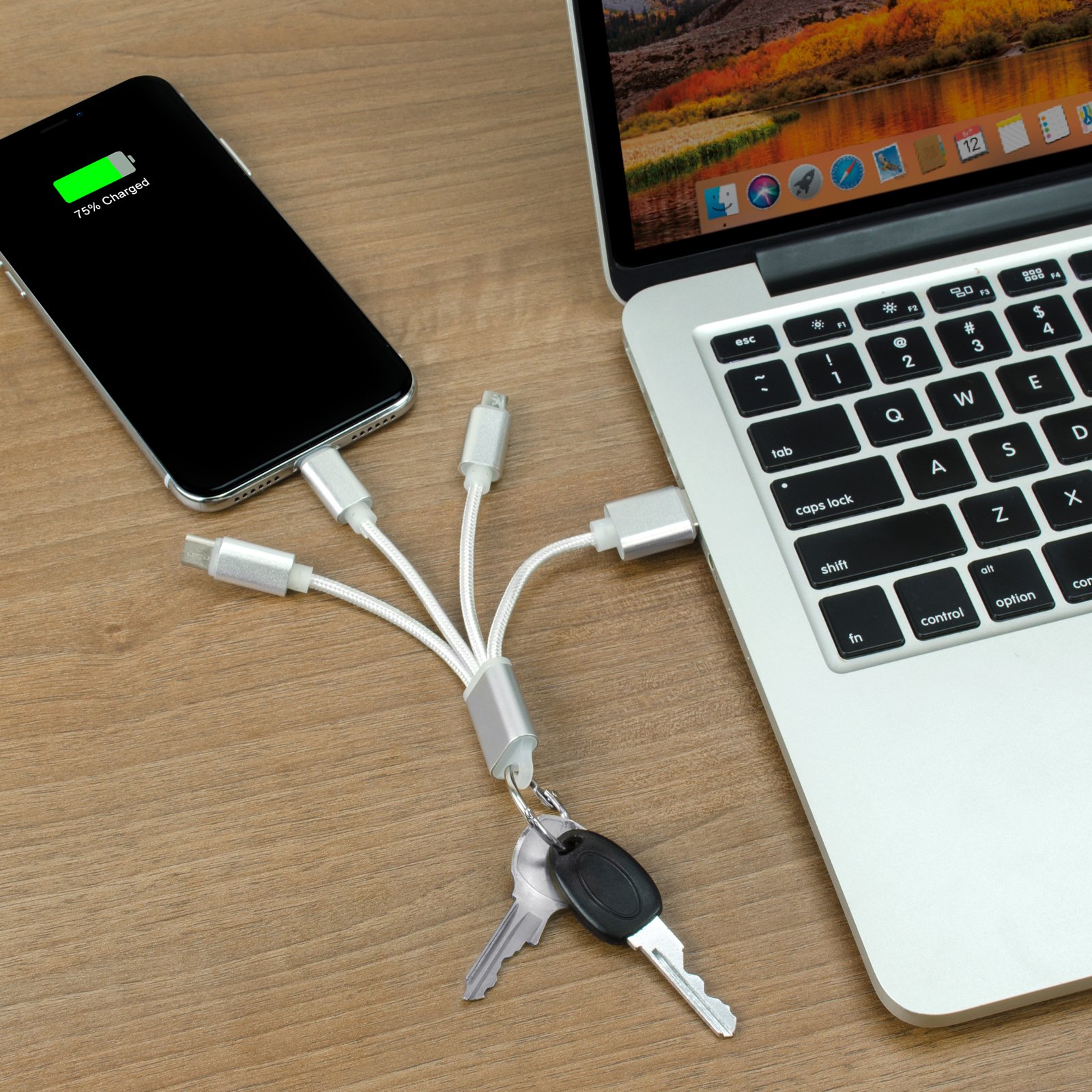 4-in-1 USB Keychain Charging Cable 12