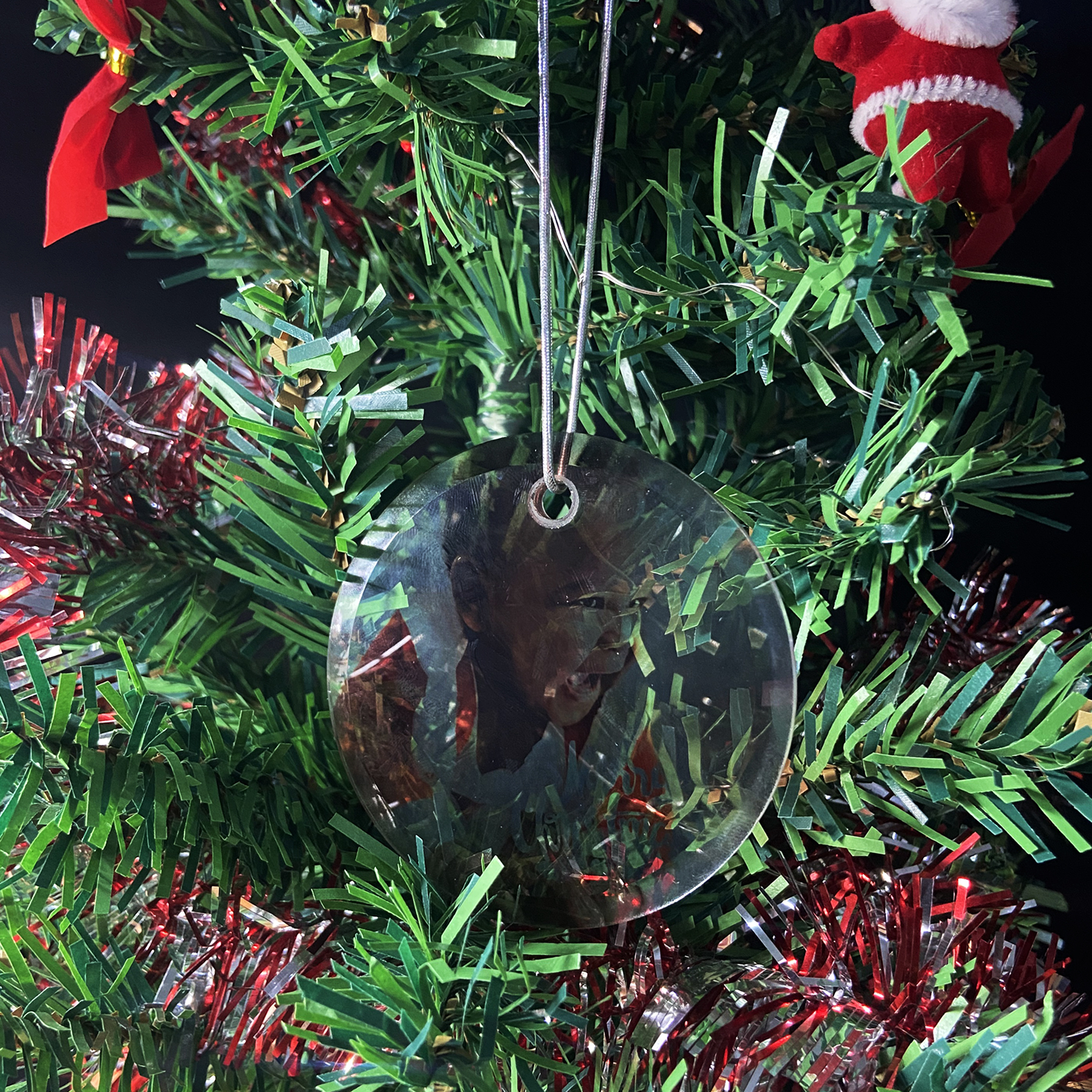 Gift Box 3" Round Clear Glass Ornament 18