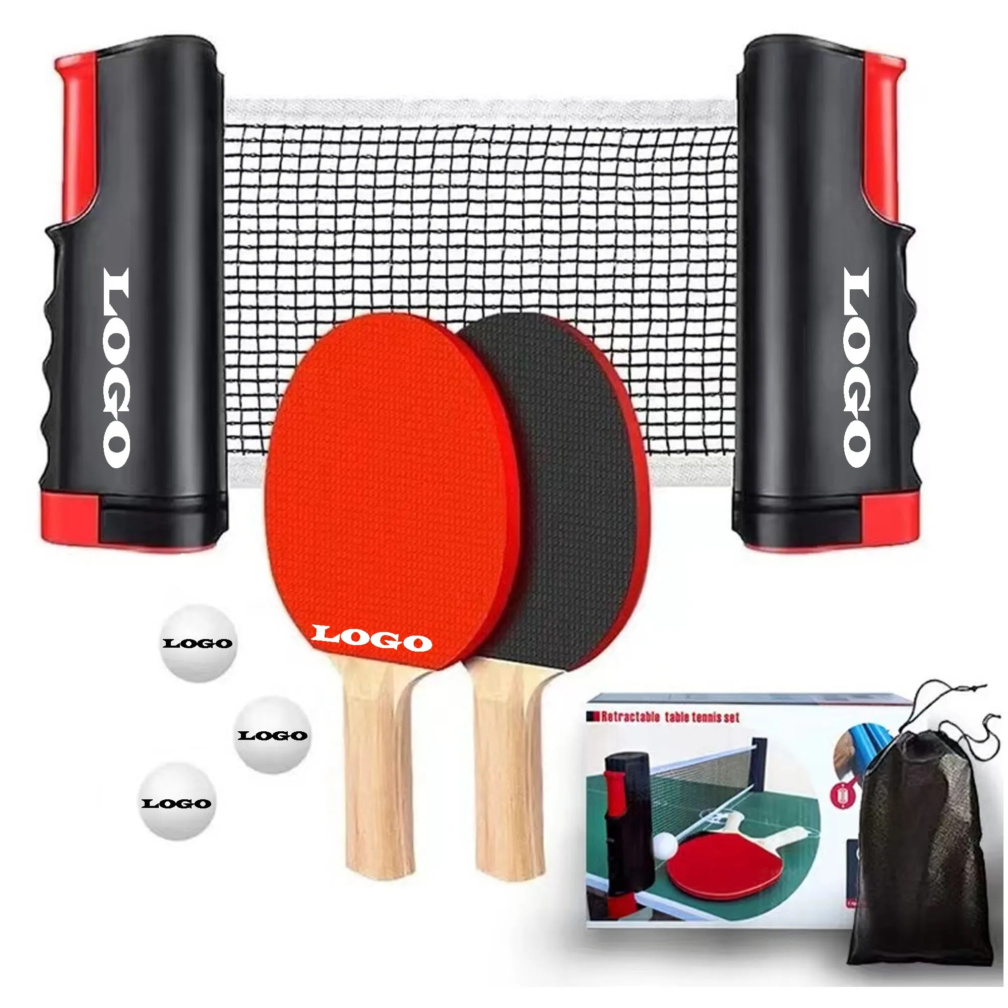 Portable Table Tennis Set With Retractable Net 9