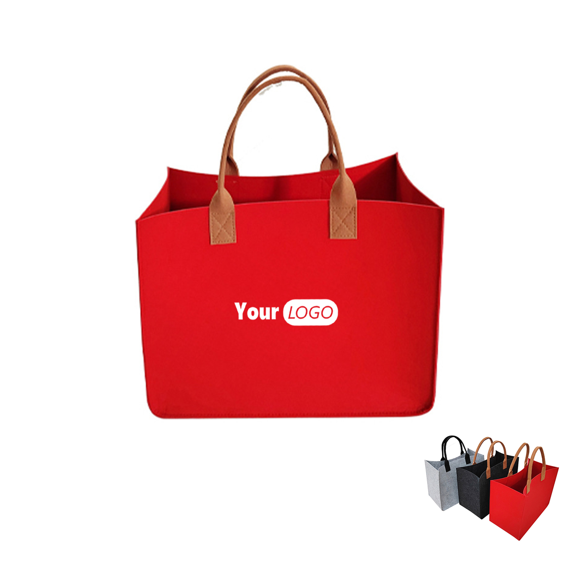 Felt Bag with Long Handles - Foldable & Stylish, custom tote bag with logo imprint 7