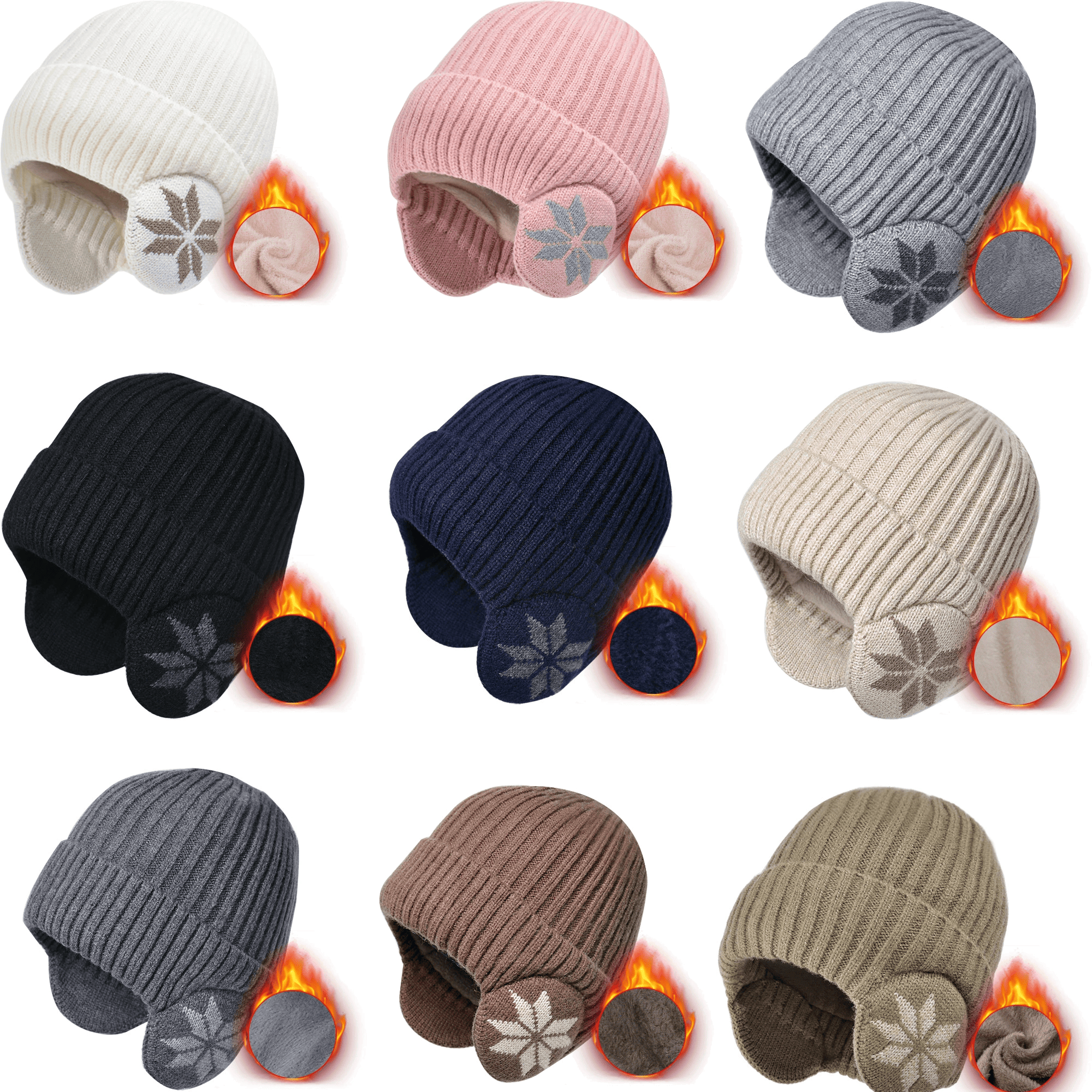 Warm Fleece Lined Knitted Ear Flap Beanie 7