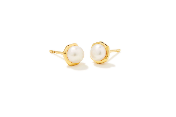Kendra Scott Davie Pearl 18K Gold Vermeil Stud Earrings in Freshwater Cultured Pearl 4