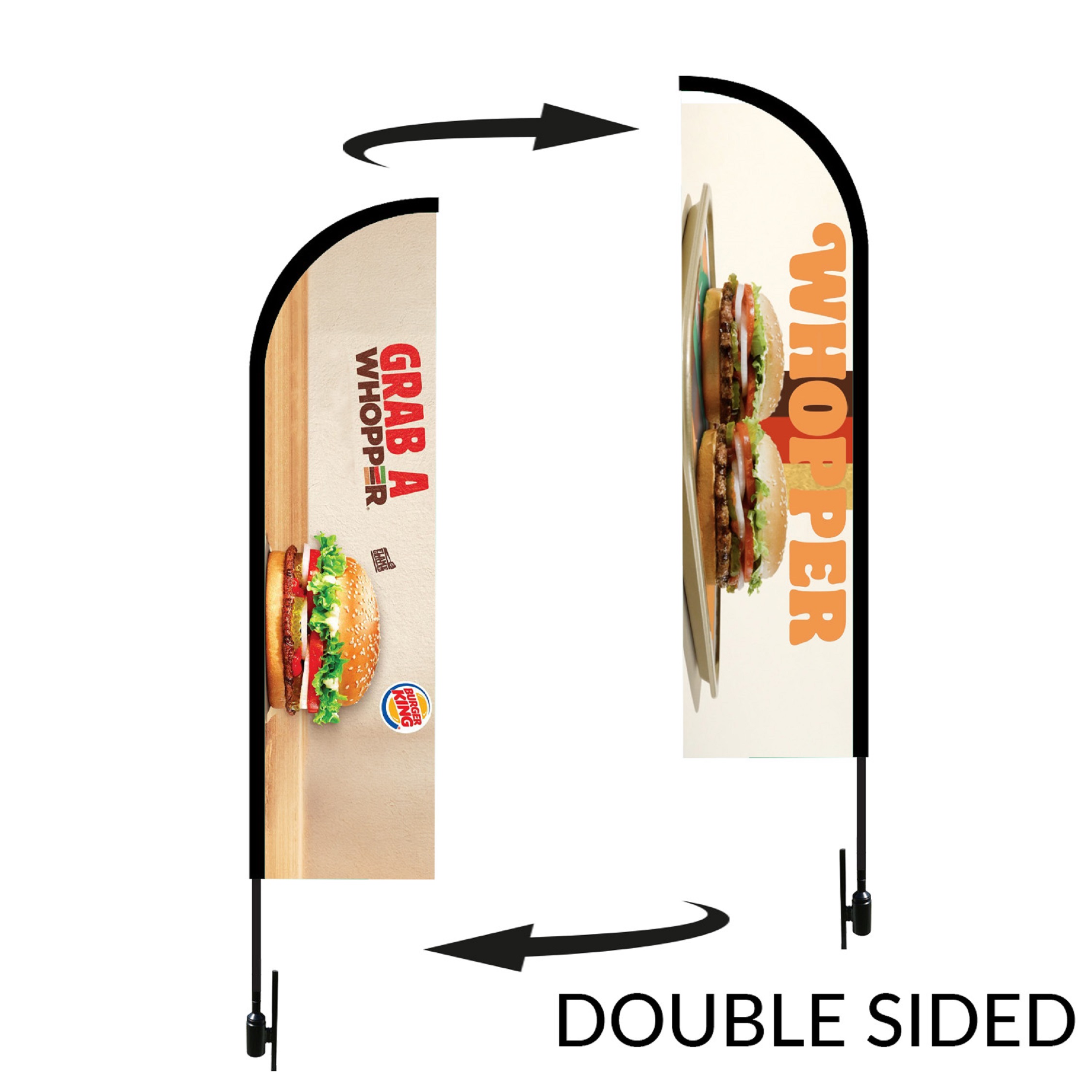 Bow Flag 15 ft Height Carbon Fiber Kit (Pole Set, Metal Ground Stake & Carry Bag/Double Sided Print)