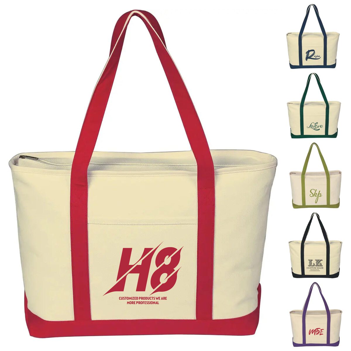 Large Heavy Cotton Canvas Boat Tote Bags