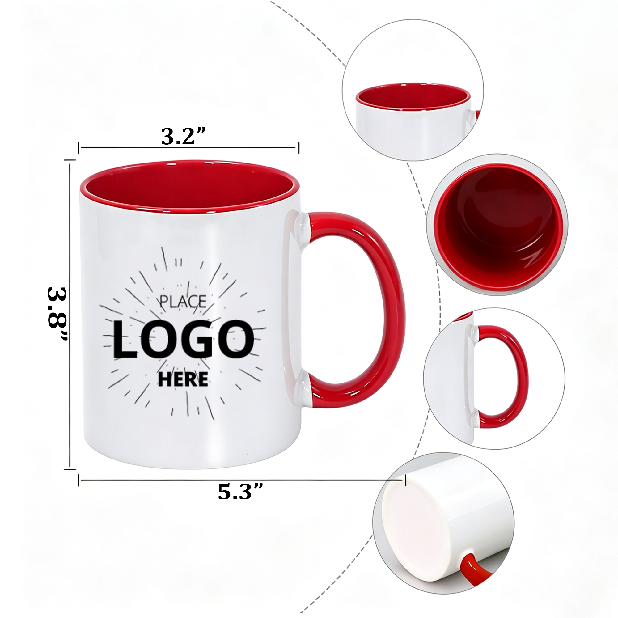 12 OZ Ceramic Sublimation Mug With Inner Color And Handle 3