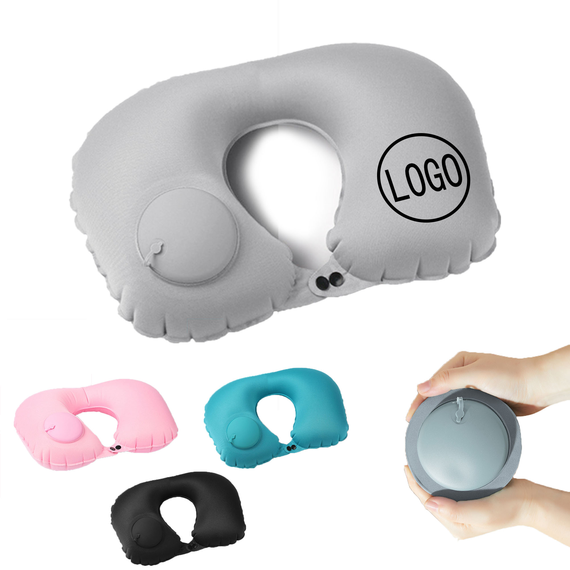 Custom Logo U Shaped Inflatable Neck Pillow 4
