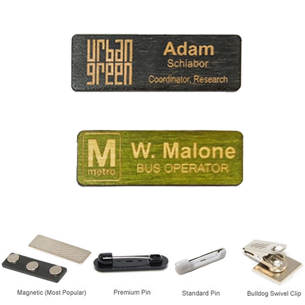 1 x 3 in Engraved Wood Name Badge