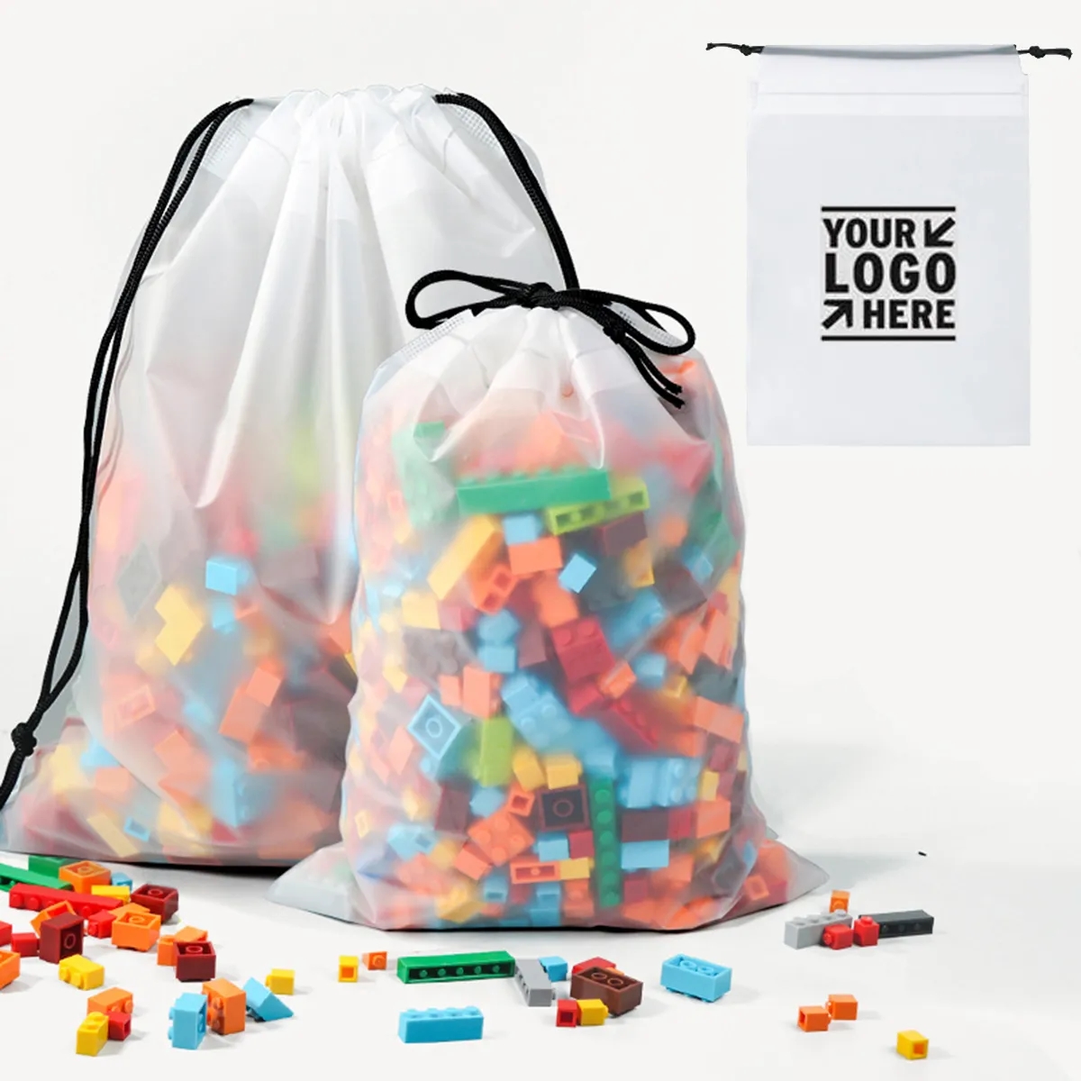 Frosted Transparent Plastic Drawstring Bag 4