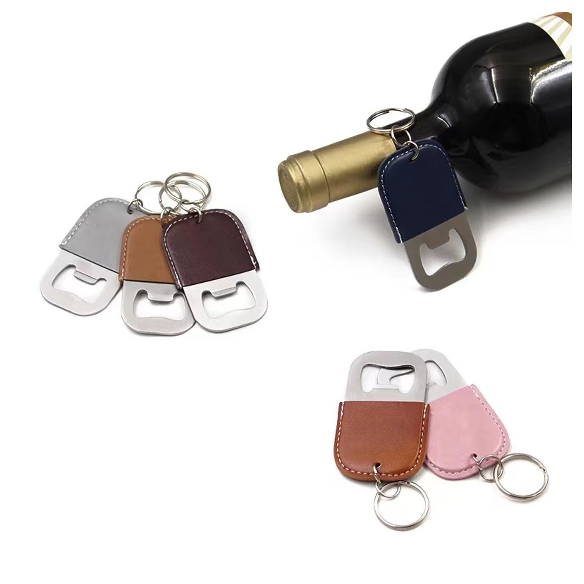 Durable PU Leather Keychain with Beer Bottle Opener 10