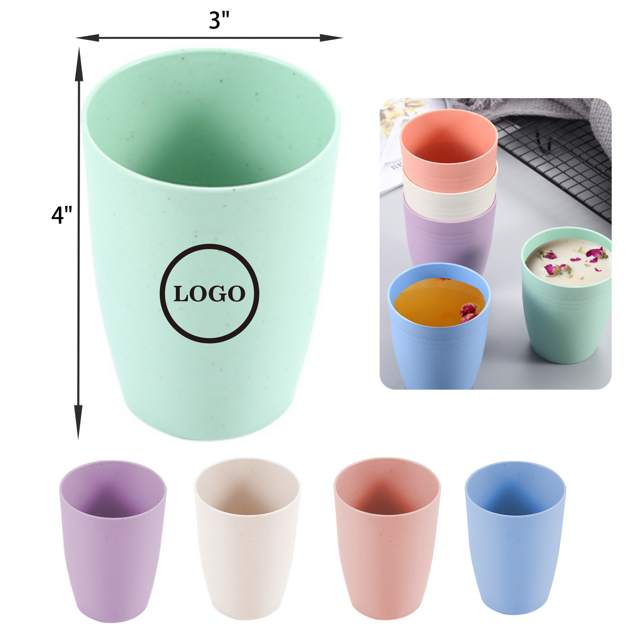 Stylish 15OZ Wheat Straw Plastic Mouthwash Cup 8