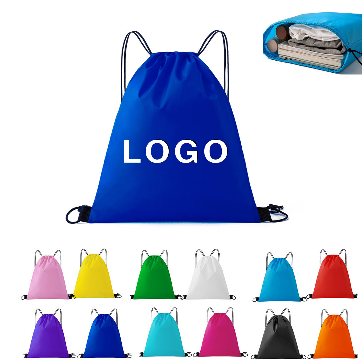 Compact Travel Drawstring Backpack W/ Secure Closure