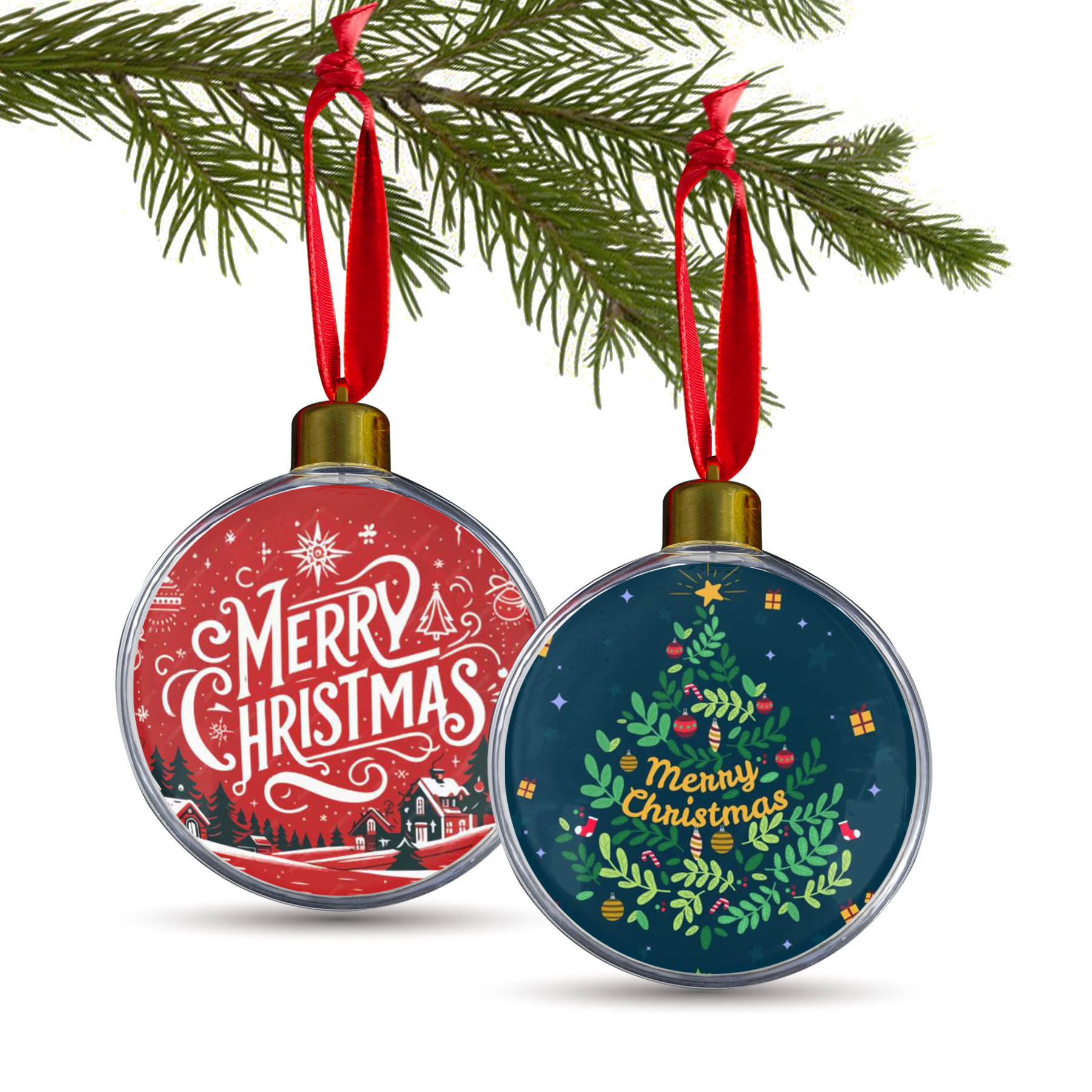 Free Shipping MDF Full Color Clear Round Ornament 21