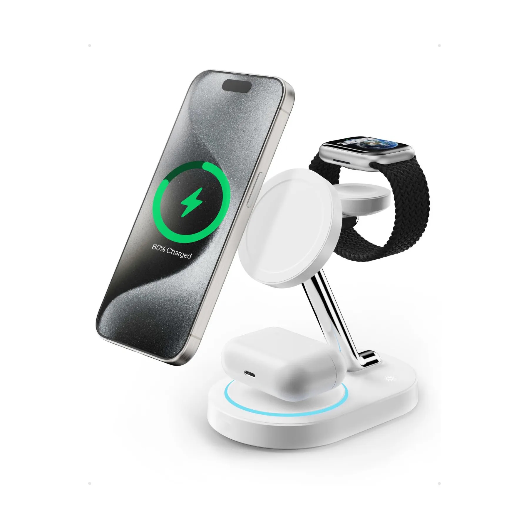 Aluminum Alloy 3 in 1 Magnetic Wireless Charging Station 20W 9