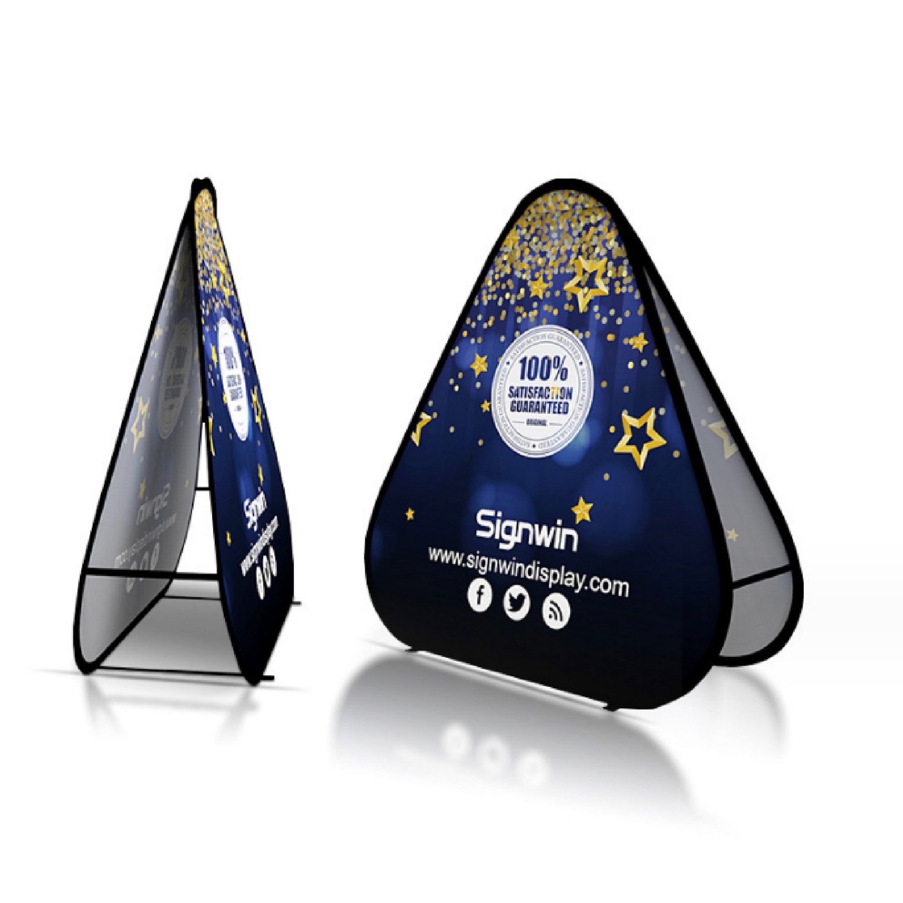 Triangle Double Sided Pop Up Floor Display Banner Stand