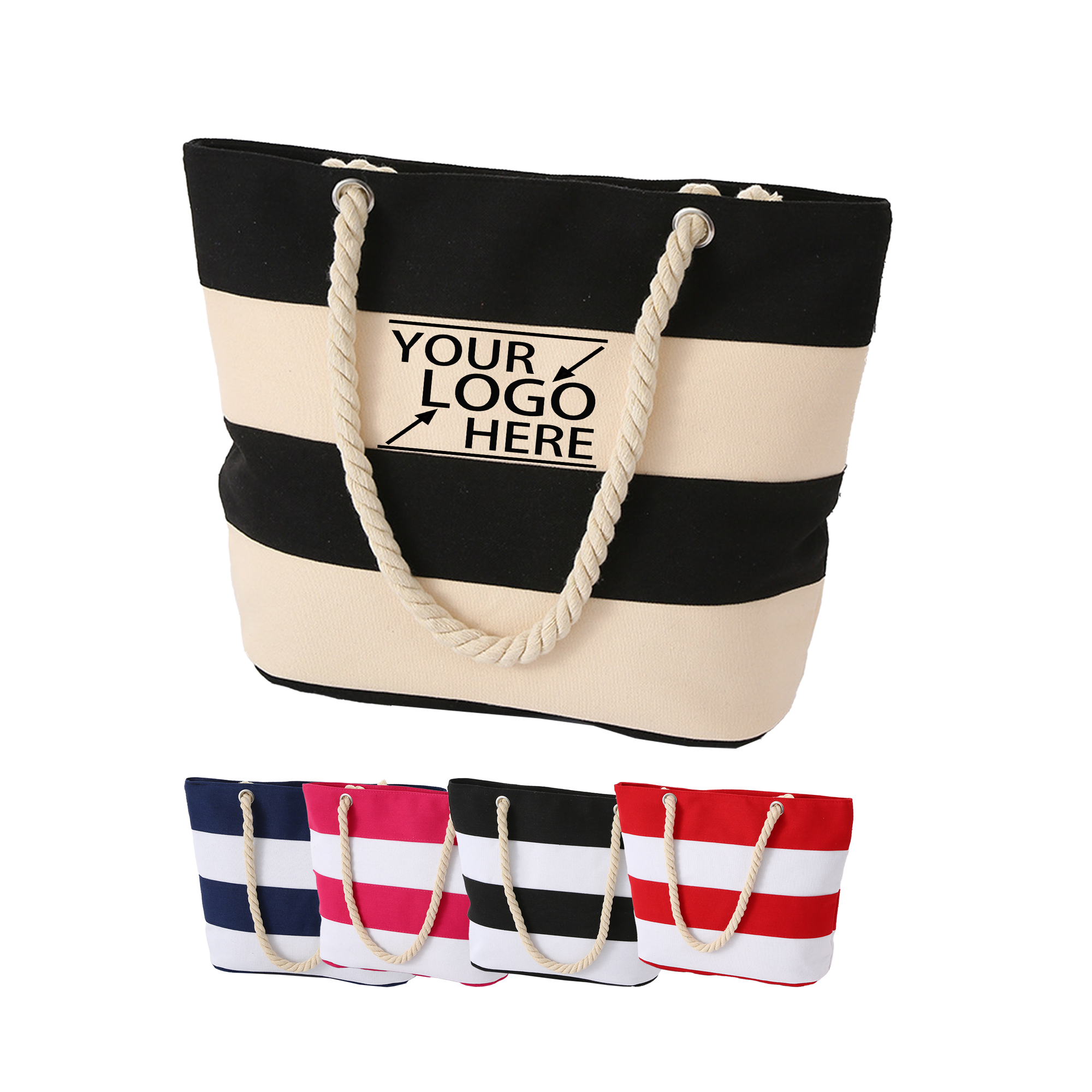 Hemp Rope Stripe Canvas Tote 3