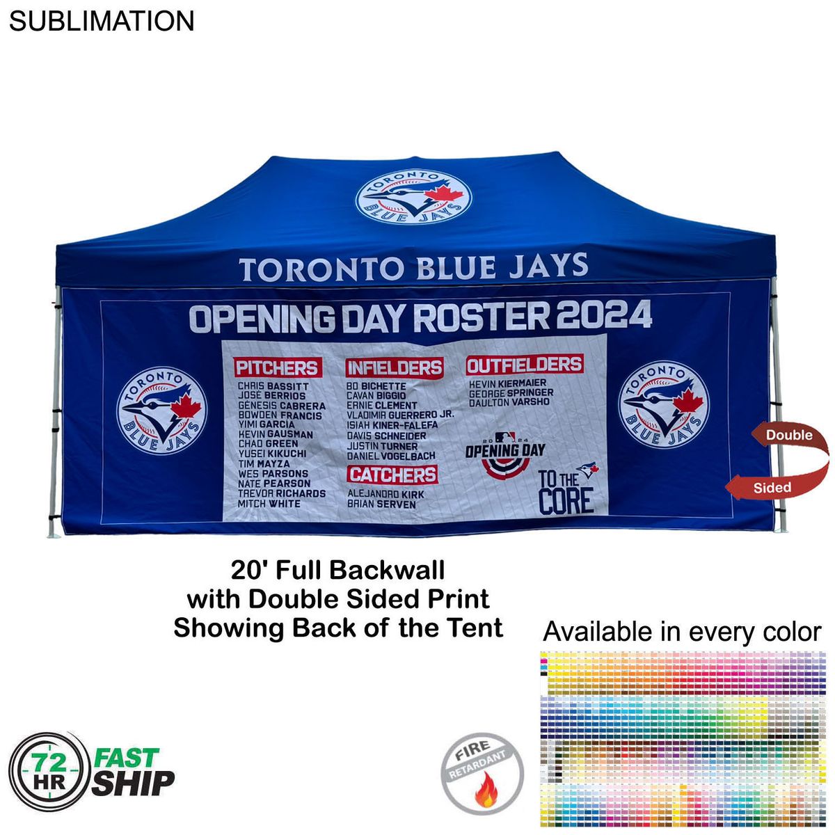 fiel 72 Hr Fast Ship - Full 20' Back Wall for 10x20 Tent Kit Sublimated Double Sided Print #SU790-4