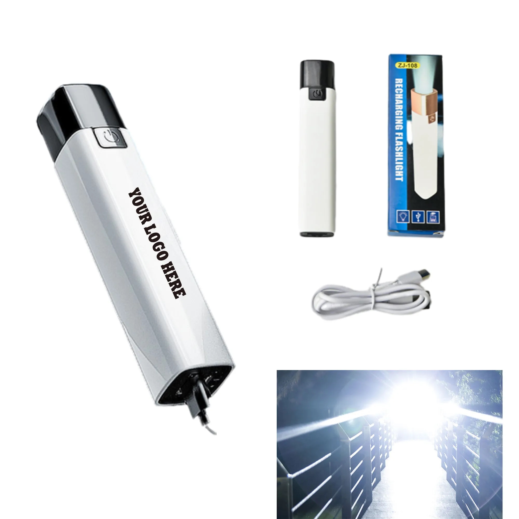 MOQ 50PCS Portable Small Size Charger Flashlight Power Bank