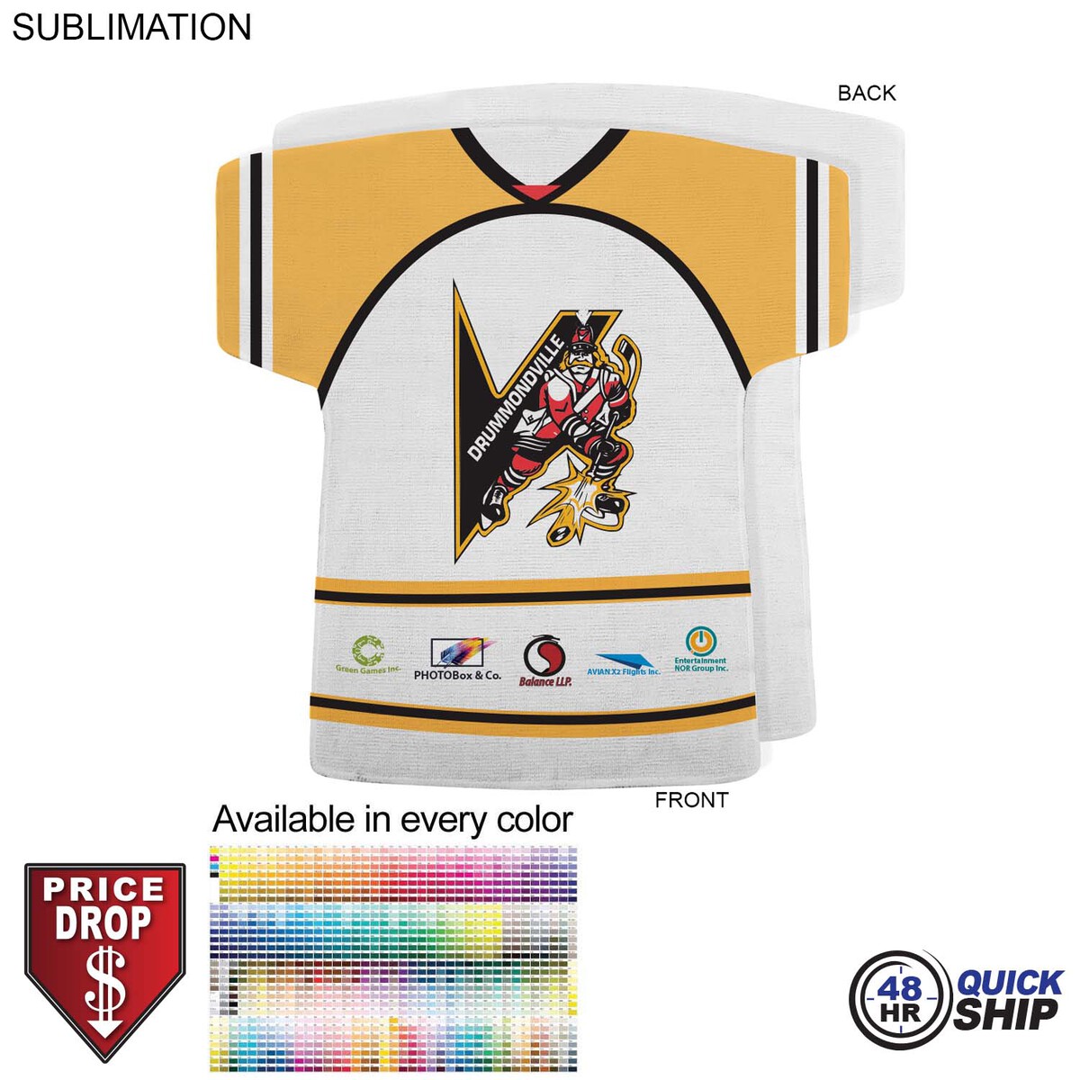 fiel 48 Hr Quick Ship - Jersey Shape Microfiber Keepsake Towel 18x17 Sublimated Front Side #SU571-12