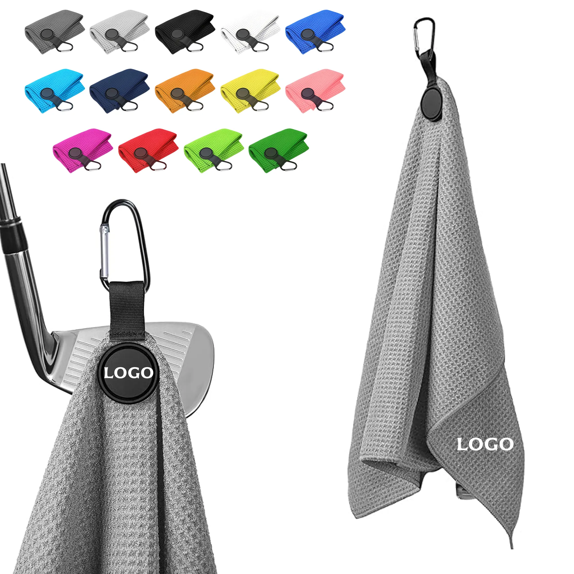 Magnetic Microfiber Golf Cleaning Towel with Carabiner