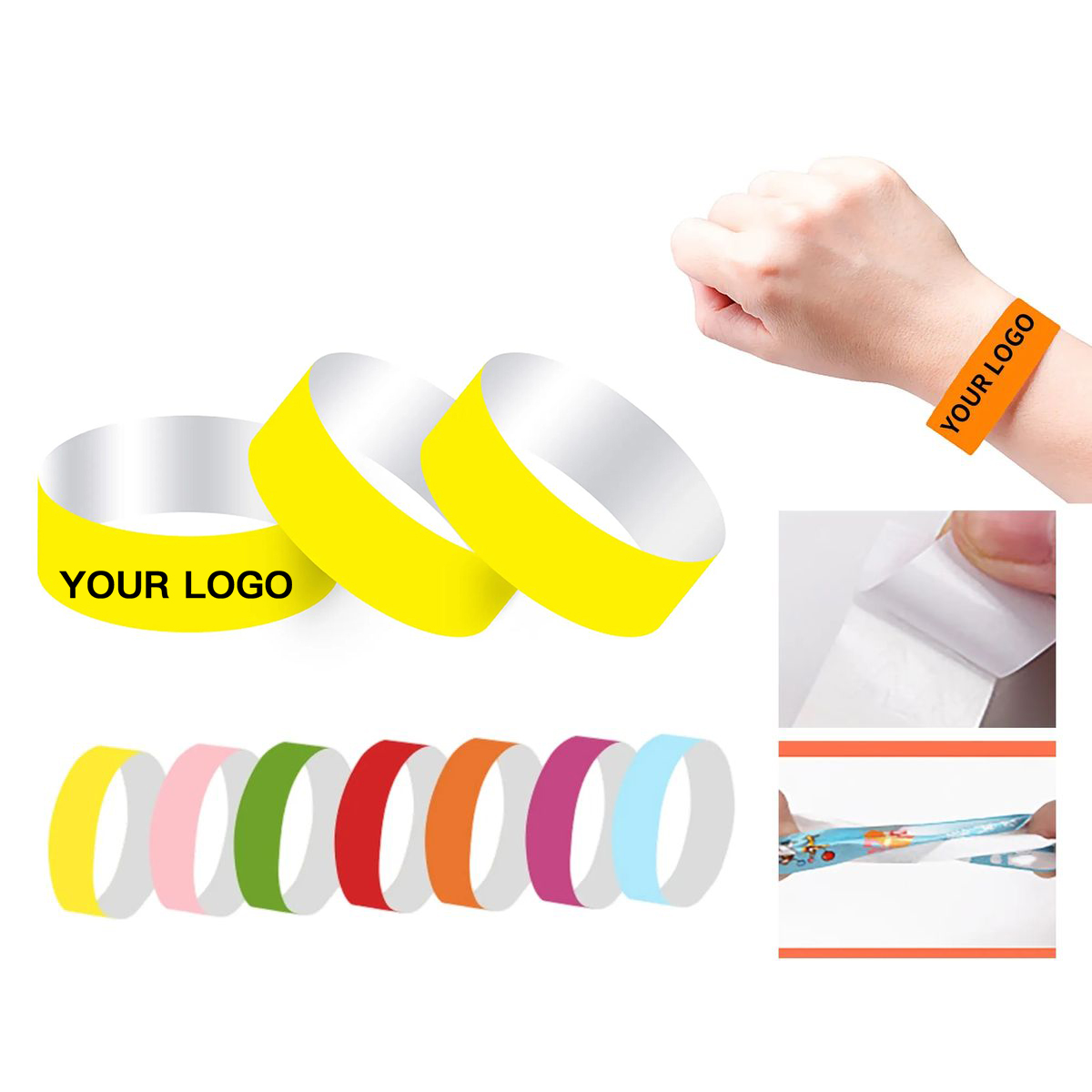 Paper Like Tyvek Wristbands with Tear Resistant Design