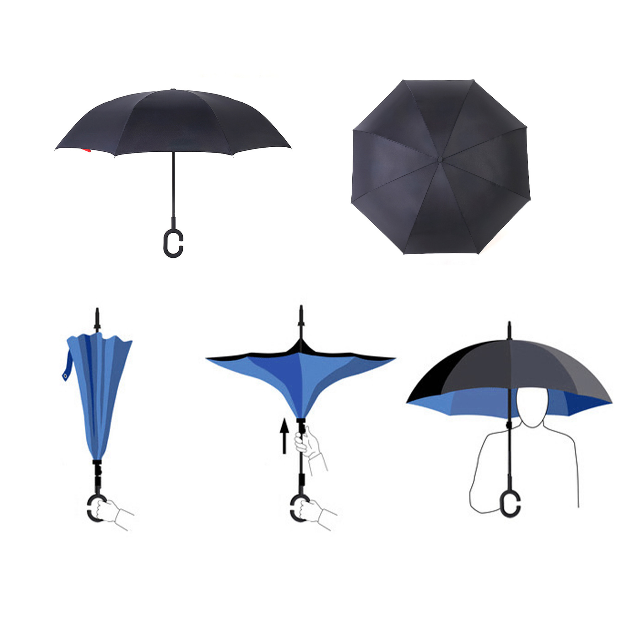 Double Layer Inversion Umbrella With C-Handle 3