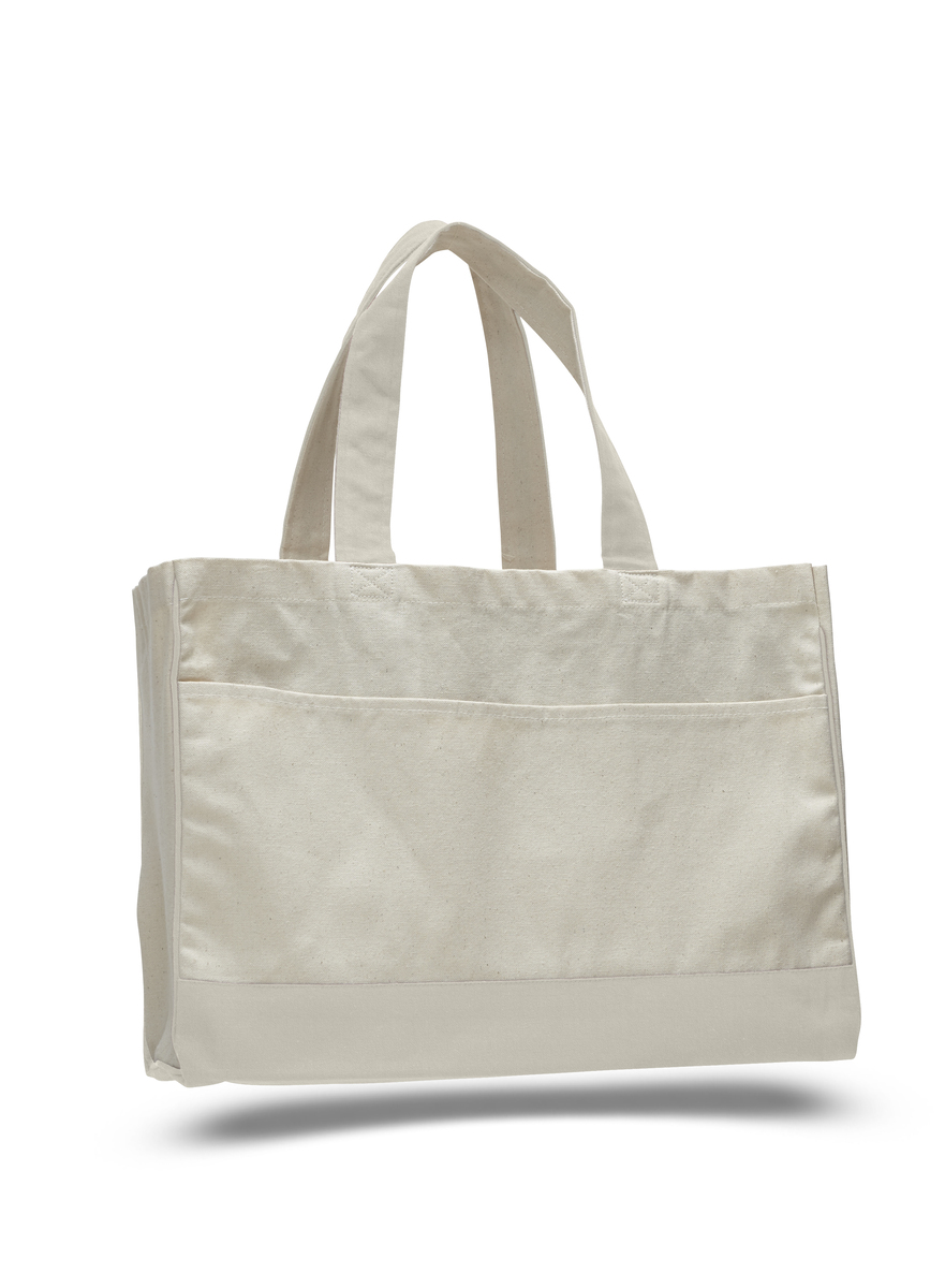 Carrygreen - Natural 10 Oz. Cotton Canvas Tote Bag Buttoned Closure Cotton Webbed Handles Size 14 W X 14 H X 3 Gusset Carrygreen Bag