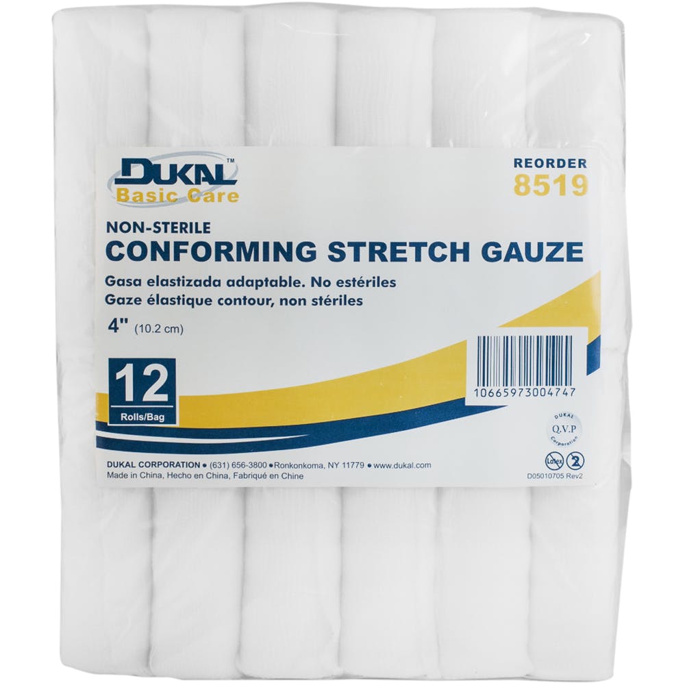 Conforming 4" Stretch Gauze Roll -  12 Count 128-Ply Non-Sterile 3