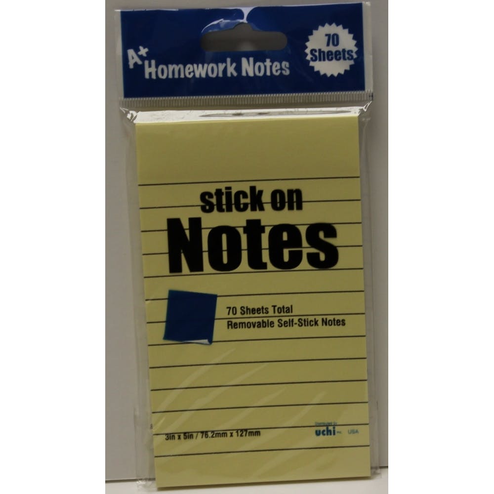 Stick On Notes - Lined 70 Sheets Yellow 3
