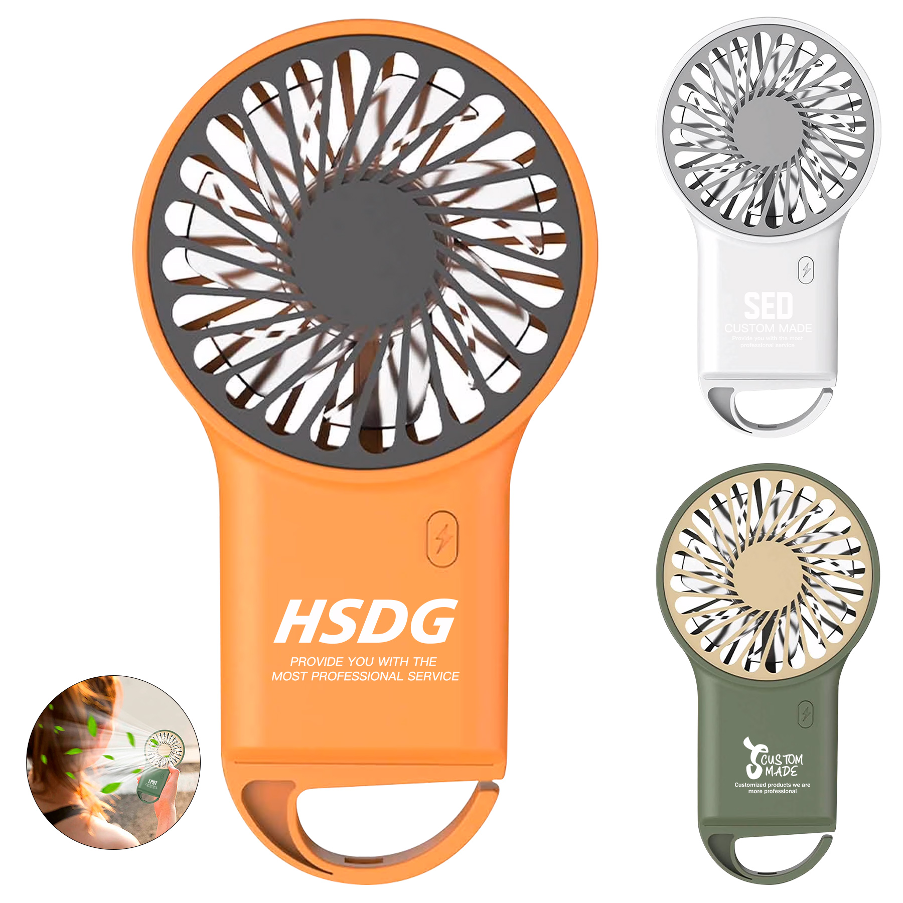 Mini Rechargeable Travel Fan With Hook 2