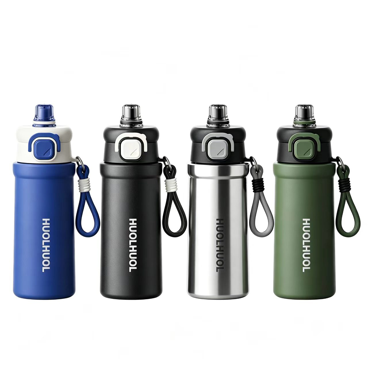 20OZ Stainless Steel Dual Sip Insulated Water Bottle With Handle Strap&Pop Up Lid&Straw