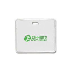 3.88" W x 3.08" H - Horizontal Clear Vinyl Badge Holder (1 Color Imprint)