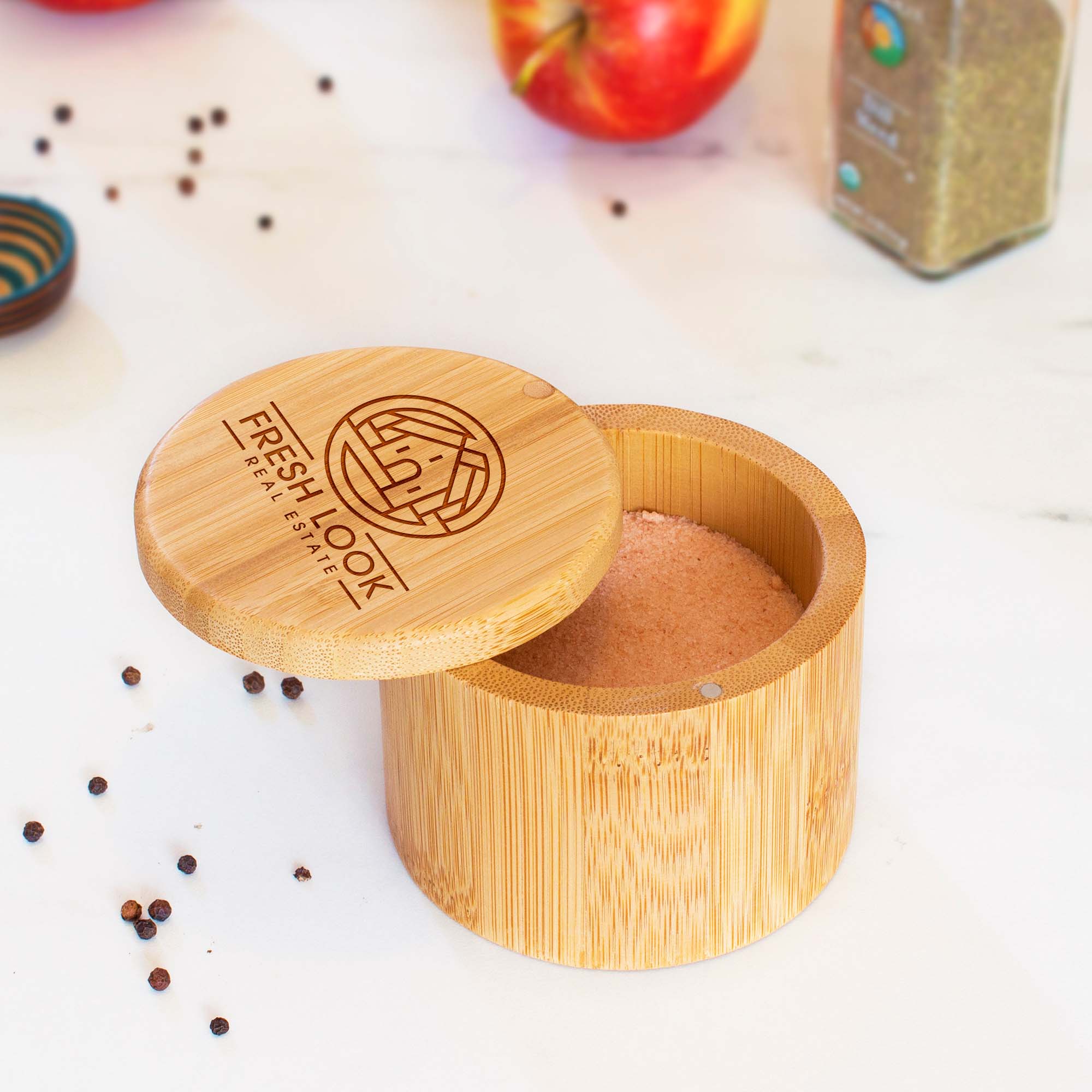 Round Salt Box with Magnetic Swivel Lid 16