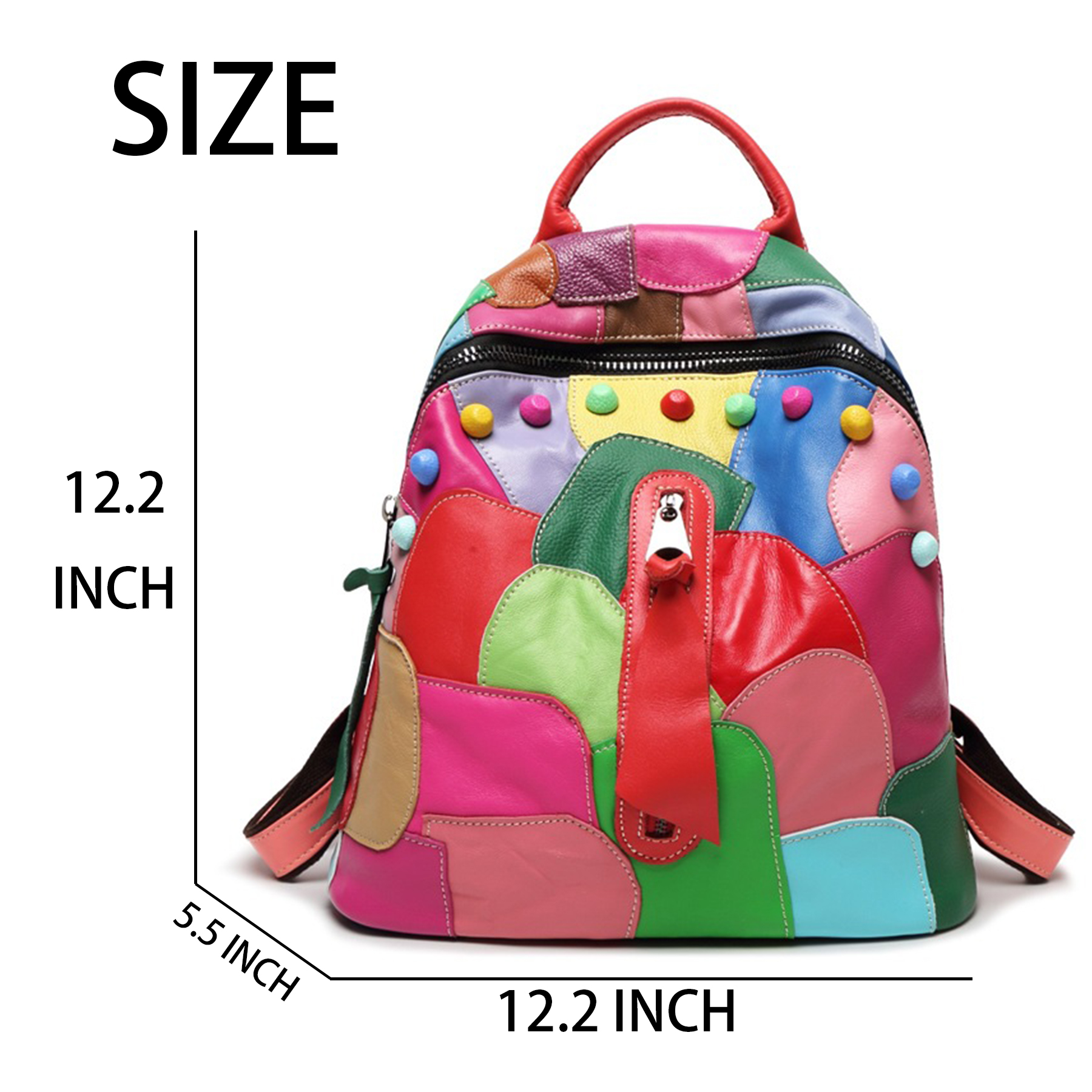 Genuine Leather Large capacity paneled backpack for women 11