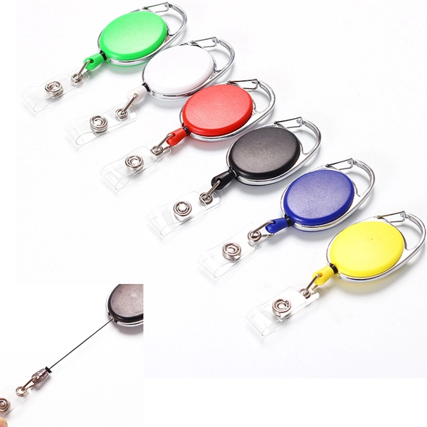 Retractable Badge Holder With Carabiner Reel Clip