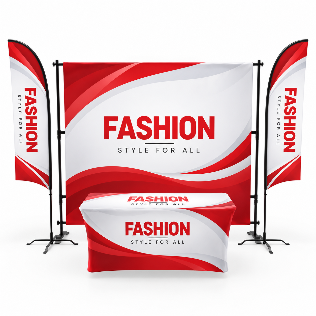 10ft Display Kit With Backdrop, Feather Flags & Table Throw
